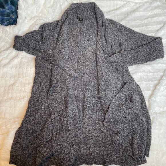 BAREFOOT DREAMS Cozychic Lite Long Knit Cardigan Small Grey Black Soft Sweater - Picture 1 of 4
